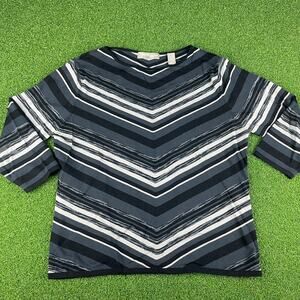 Vintage Valerie Separates Gray Chevron 3/4 Sleeve Blouse Sz PL